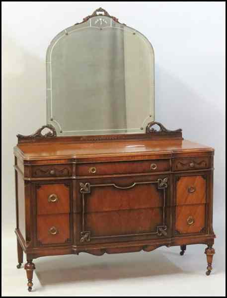 Appraisal: CARVED WALNUT BREDROOM SET Comprised of Vanity '' x ''