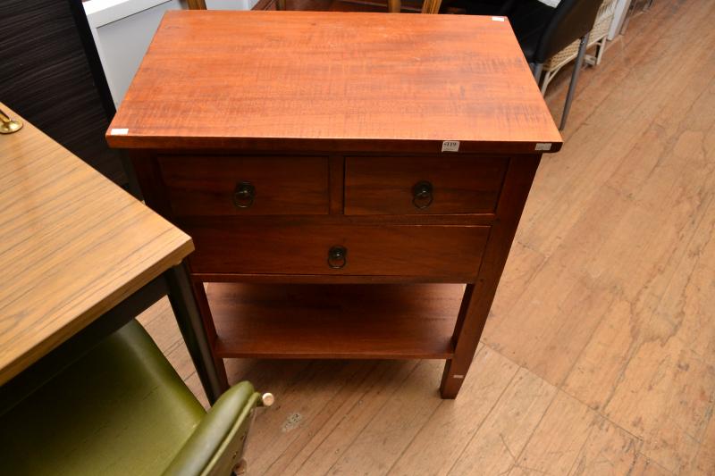 Appraisal: A CONTEMPORARY THREE DRAWER SIDE TABLE A CONTEMPORARY THREE DRAWER