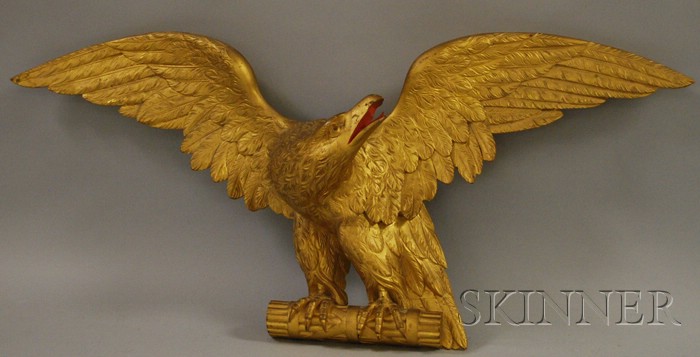 Appraisal: Carved Giltwood Eagle Plaque early th century ht wd in