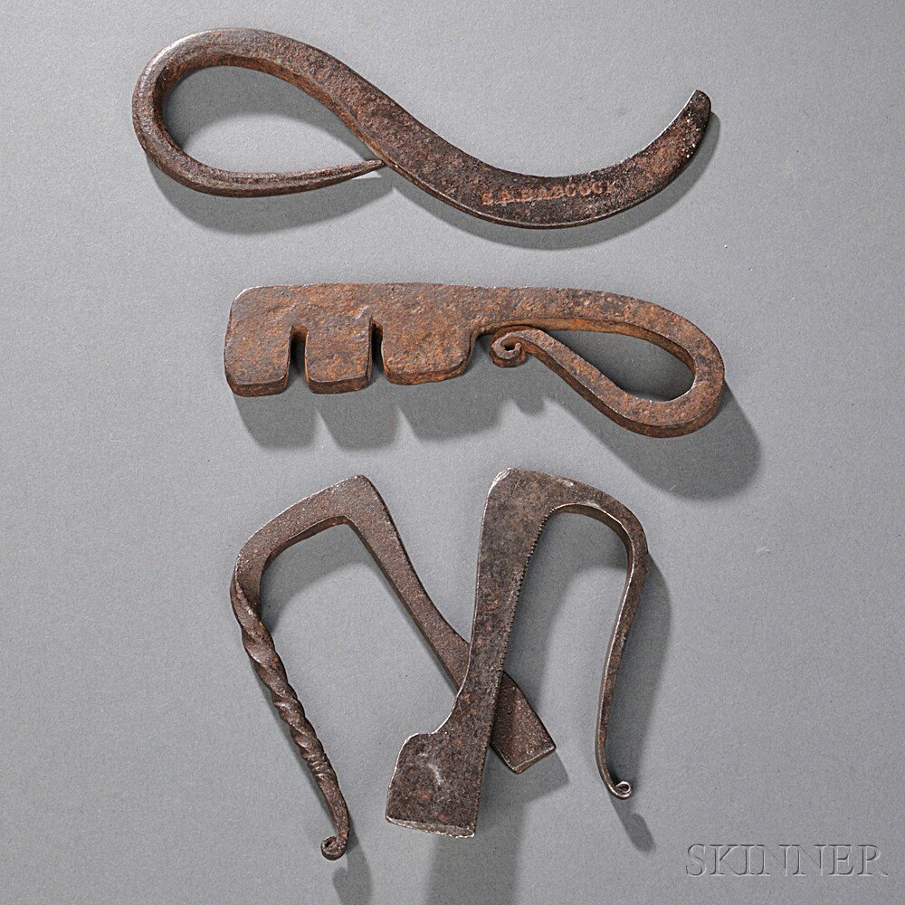 Appraisal: Four Wrought Iron Flint Strikers America late th early th