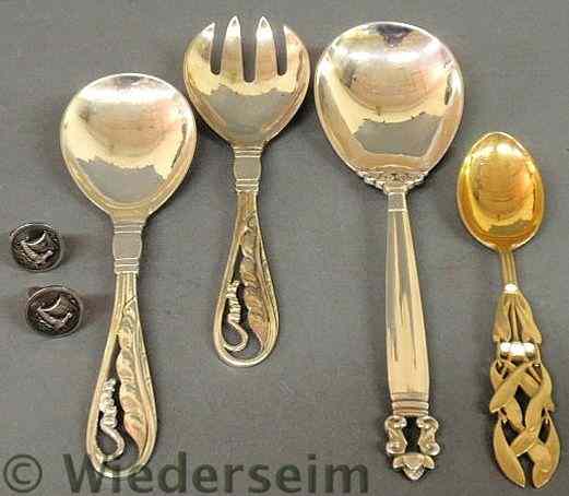 Appraisal: Group of Georg Jensen sterling silver- serving spoon l pair