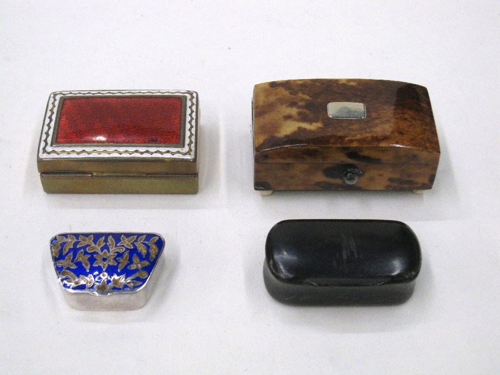 Appraisal: Lot comprising enamelled snuff box two others and an enamelled