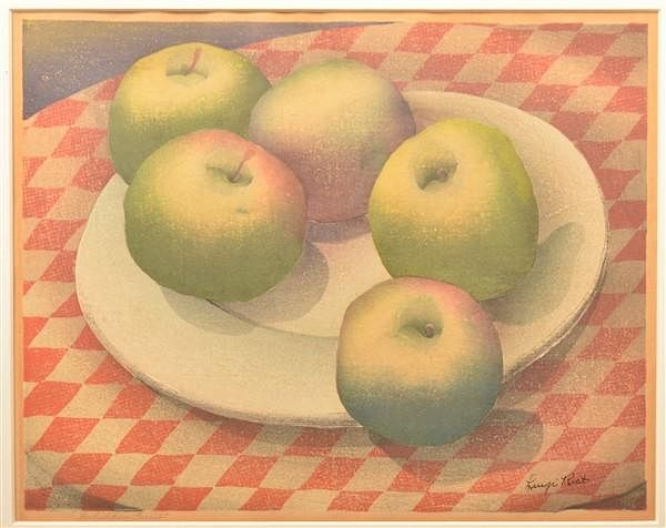 Appraisal: Luigi Rist Forbidden Fruit Woodcut on Paper Luigi Rist Forbidden