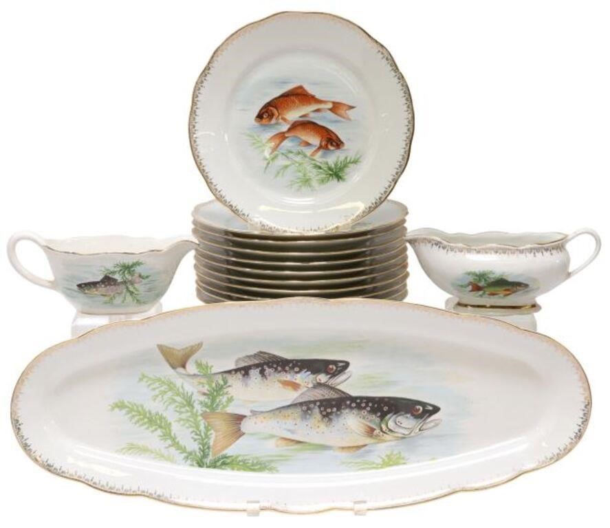 Appraisal: lot of French faience fish service having various depictions of