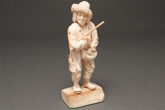 Appraisal: Continental carved ivory of a beggar late th century with