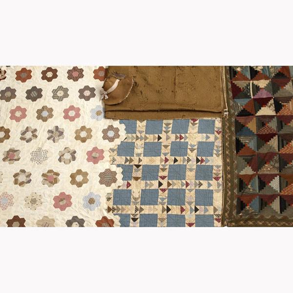 Appraisal: TH C QUILTS Five quilts include patchwork and applique Together