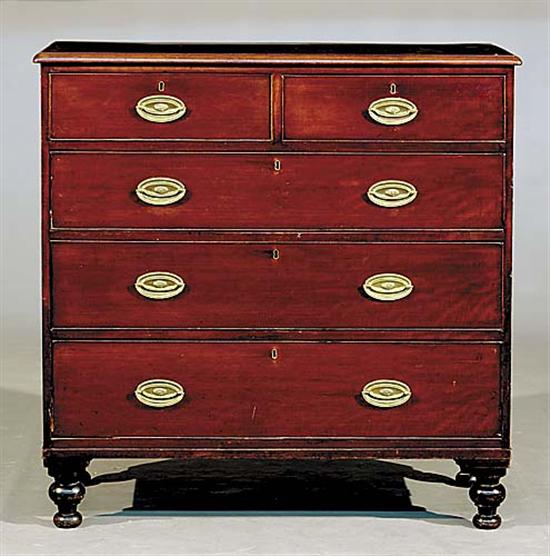 Appraisal: English mahogany chest of drawers circa molded top over two