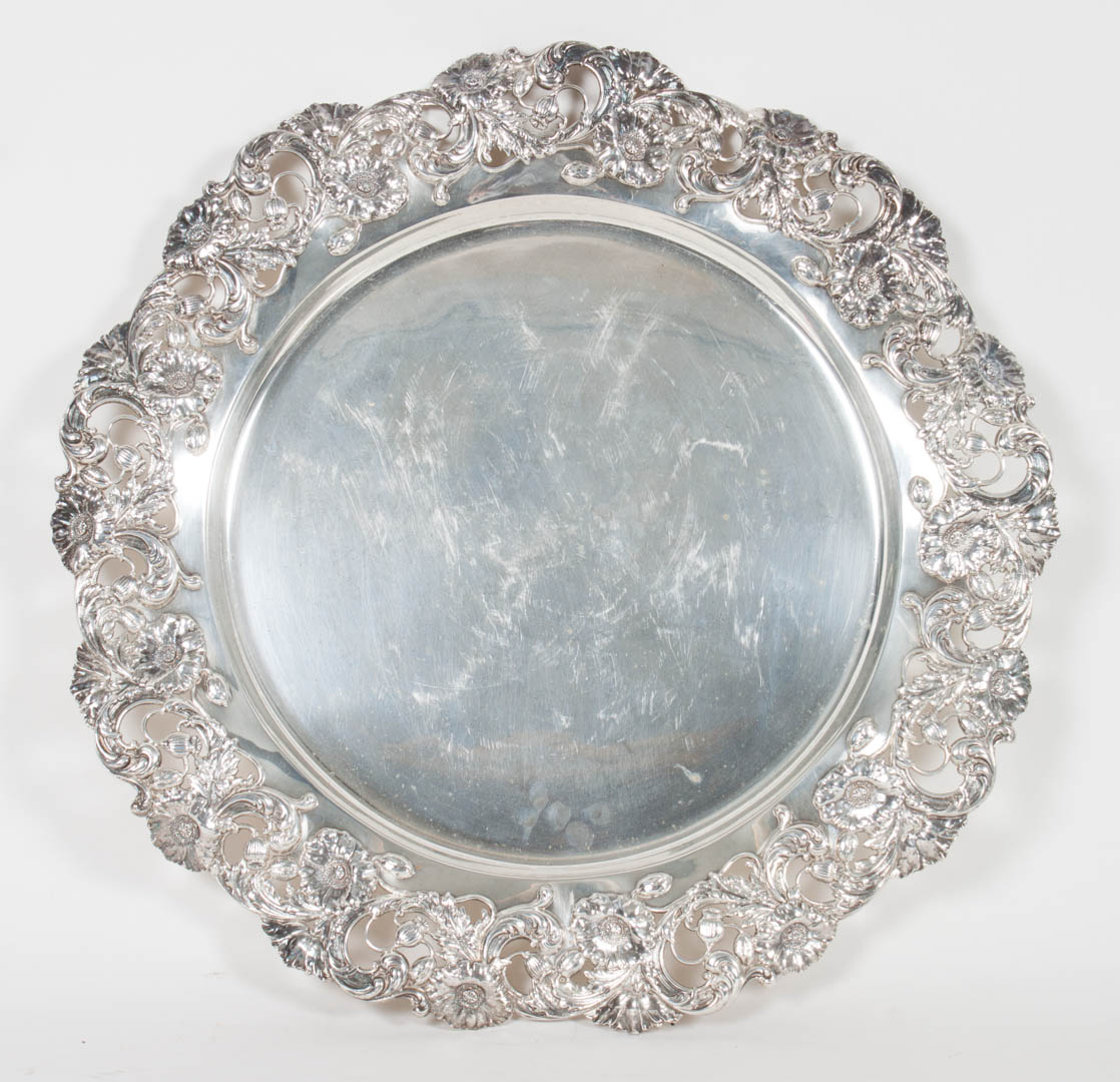 Appraisal: Gorham sterling silver floral repousse tray dated in Diam ozt