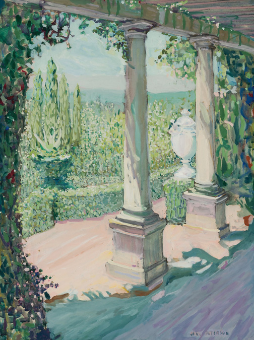 Appraisal: JANE PETERSON American - Louis Comfort Tiffanys Garden gouache on