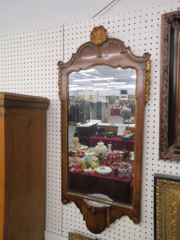 Appraisal: Antique Mirror gilt and carved shell at top overall X