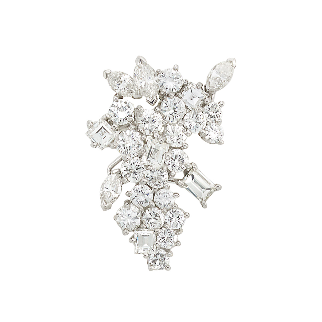 Appraisal: Platinum Gold and Diamond Slide Pin round rectangular square-cut marquise-shaped