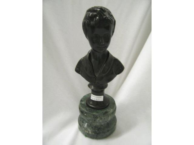 Appraisal: Bronze Bust of a Boy green marble base