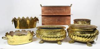 Appraisal: lot of Group of brass and copper jardinieres lot of