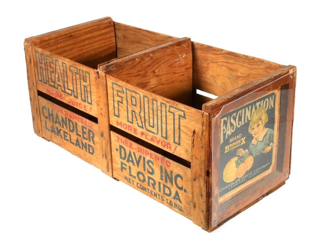 Appraisal: Wood fruit crate Chandler Davis of Lakeland with original stenciling