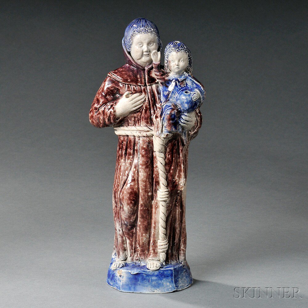 Appraisal: Westerwald Stoneware Figure of a Friar and Child c the