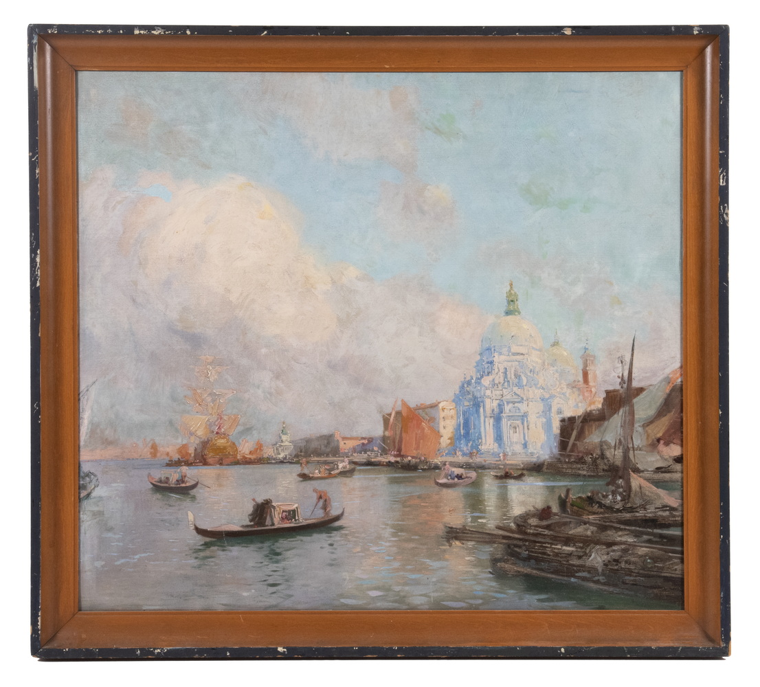 Appraisal: LATE TH C UNSIGNED PAINTING OF VENICE Grand Canal with