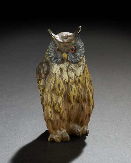 Appraisal: Cold-Painted Vienna Bronze Figure a Great Horned Owl fourth quarter