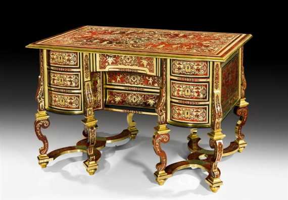 Appraisal: BUREAU MAZARIN WITH BOULLE MARQUETRY Louis XIV from a Paris