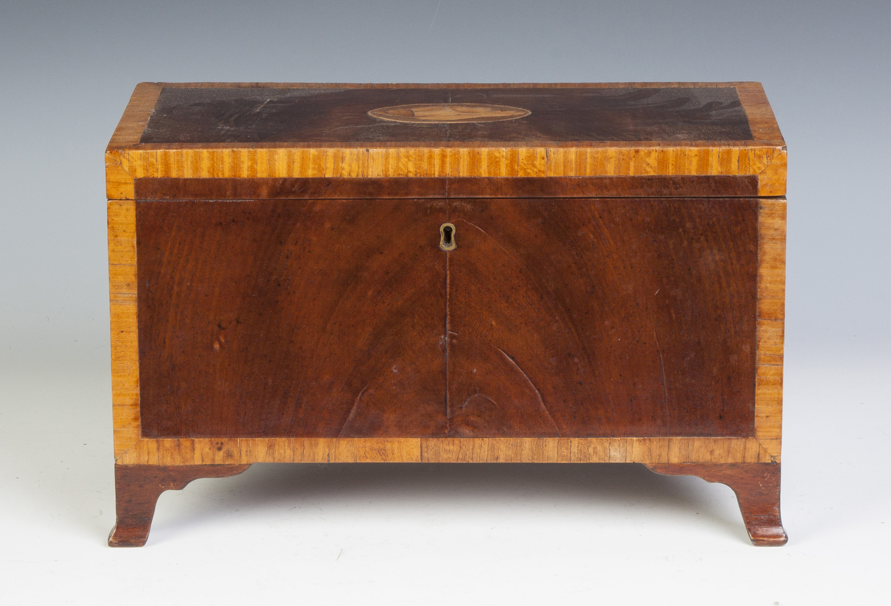 Appraisal: Inlaid Tiger Maple Mahogany Document Box Early th cent