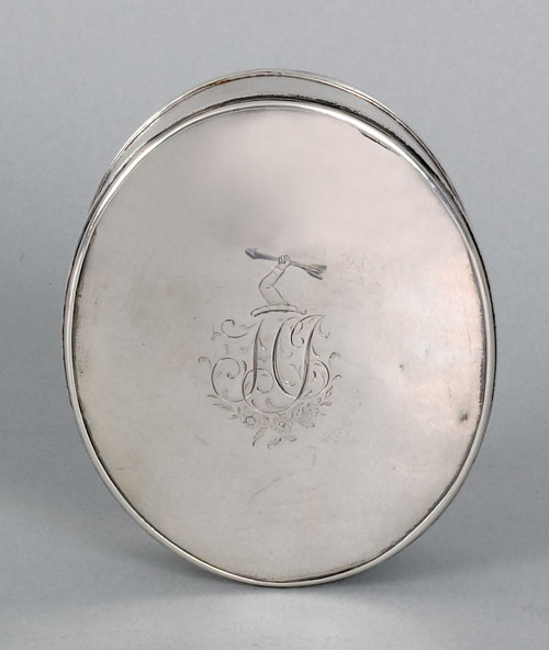 Appraisal: Silver oval tobacco box dated bearing the touch PM the