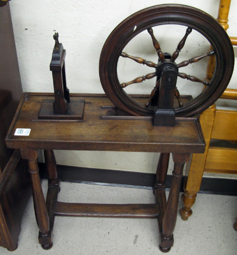 Appraisal: ANTIQUE WALNUT SPINNING WHEEL Lyon France early th century having