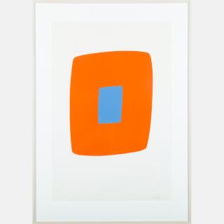 Appraisal: Ellsworth Kelly American b Orange with Blue - Silkscreen Signed