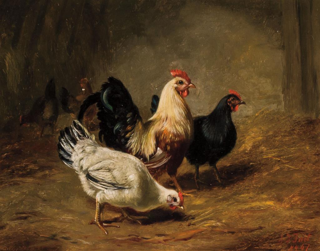 Appraisal: ARTHUR FITZWILLIAM TAIT American - Rooster oil on panel signed