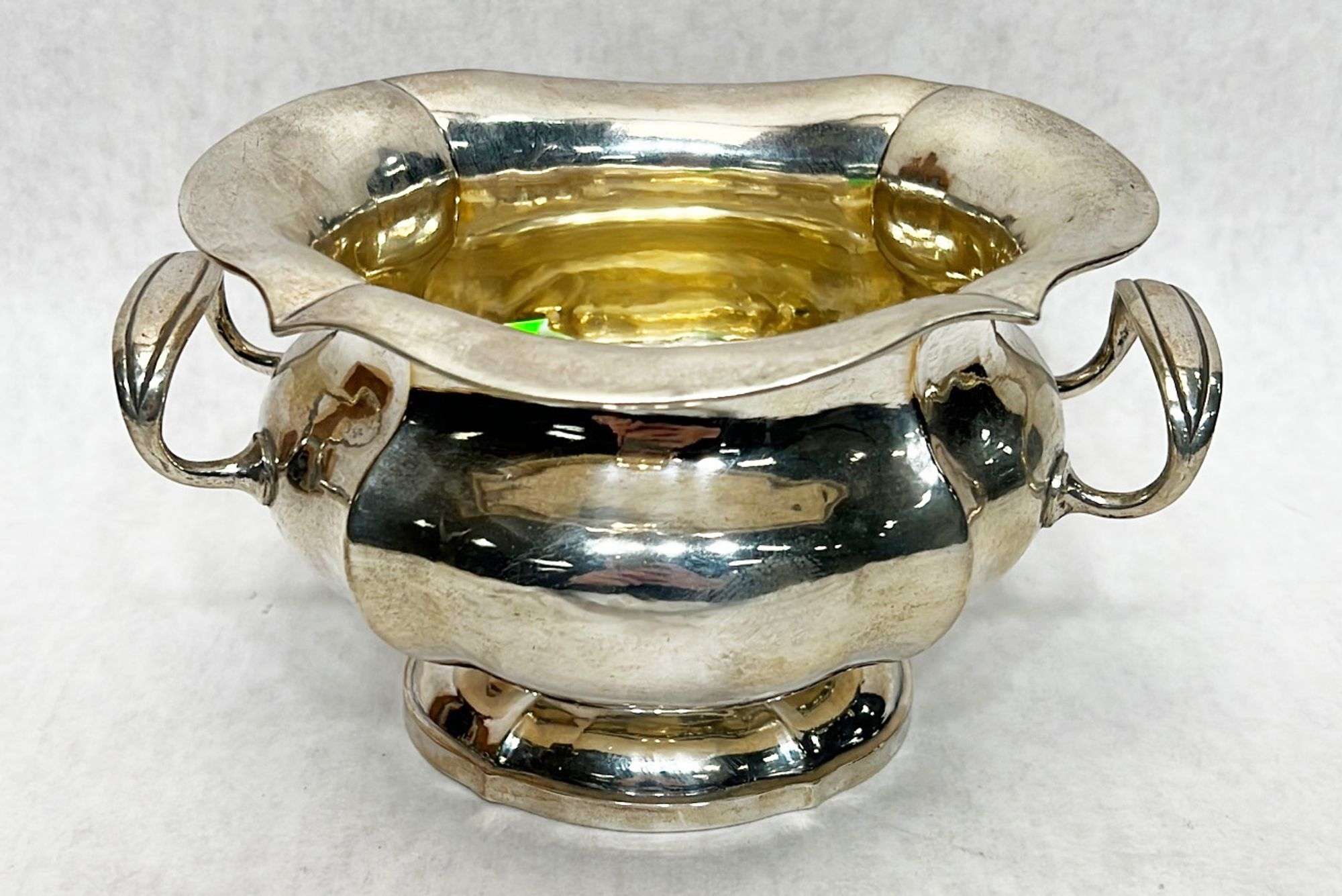 Appraisal: Russian silver sugar bowlMeasures in length Weighs ozt