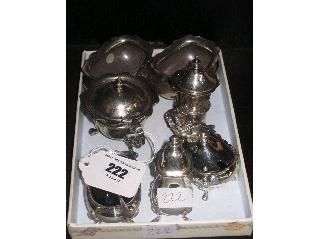 Appraisal: Lot comprising pair of silver salts silver salt and pepper