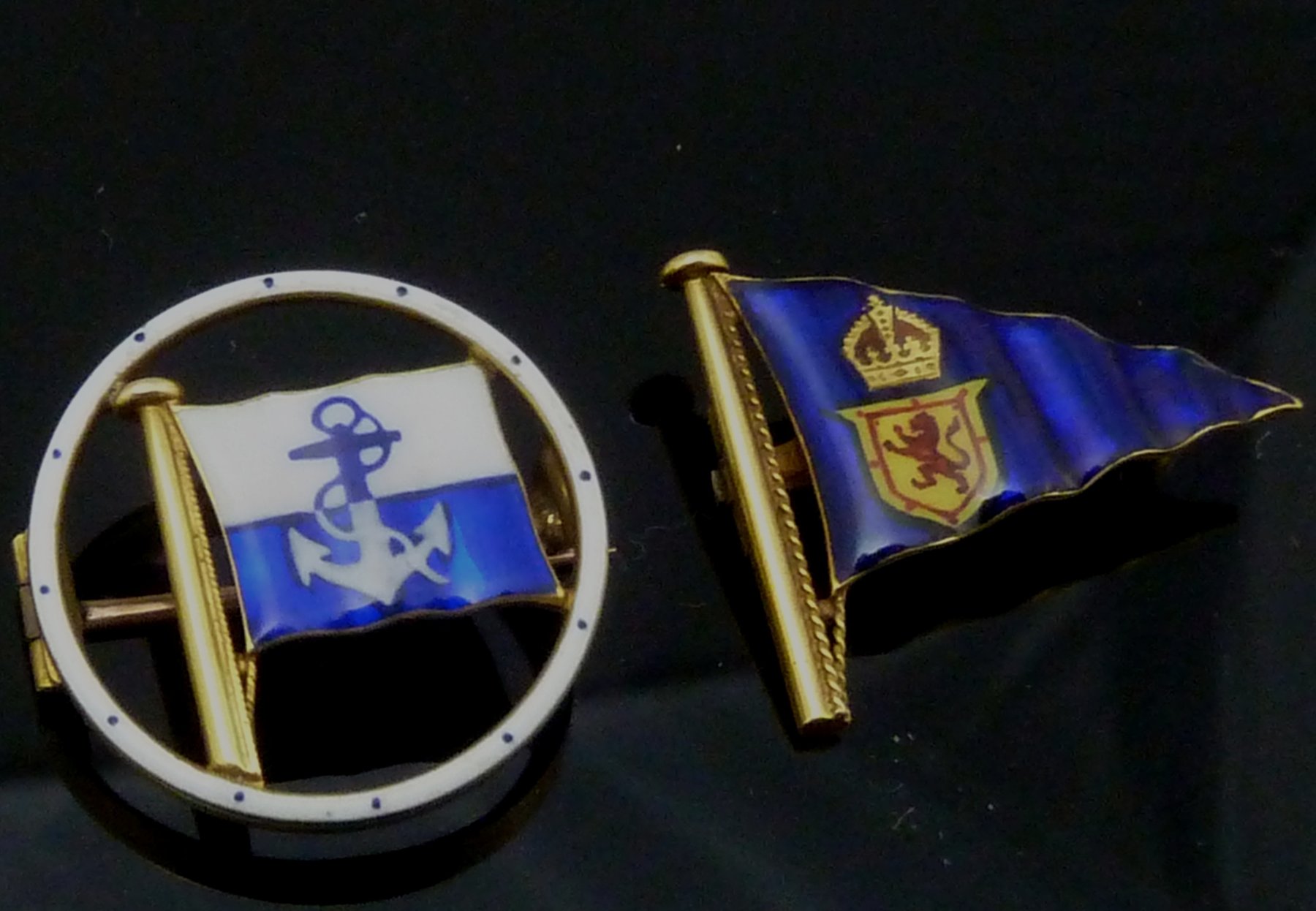 Appraisal: Two enamel and gold brooches of yachting interest both by