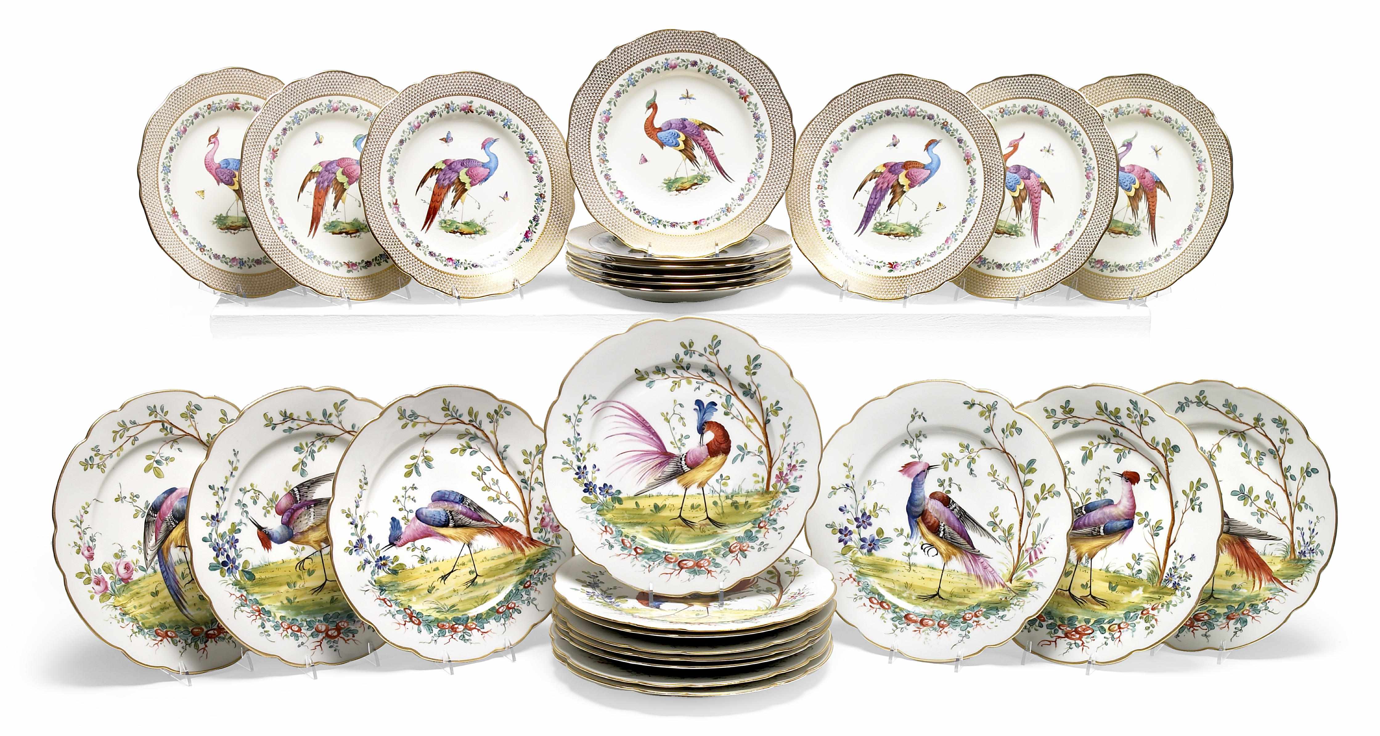 Appraisal: A set of fourteen Chelsea style porcelain plates and twelve