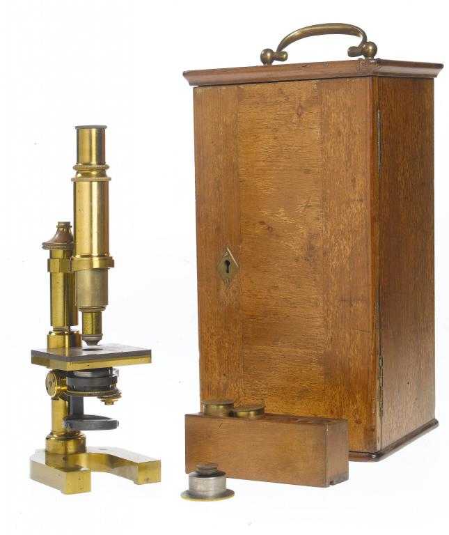 Appraisal: A GERMAN BRASS STUDENT'S MICROSCOPE signed on the foot E