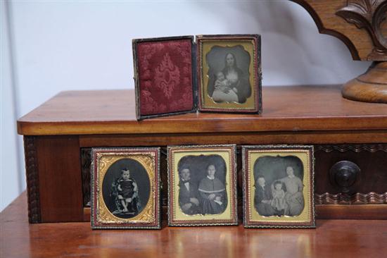 Appraisal: FOUR CASED IMAGES American mid- th century Sixth plate daguerreotype