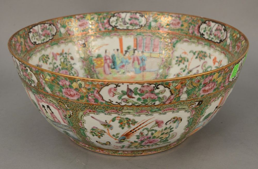 Appraisal: Large Rose Medallion punch bowl painted panels of figures in