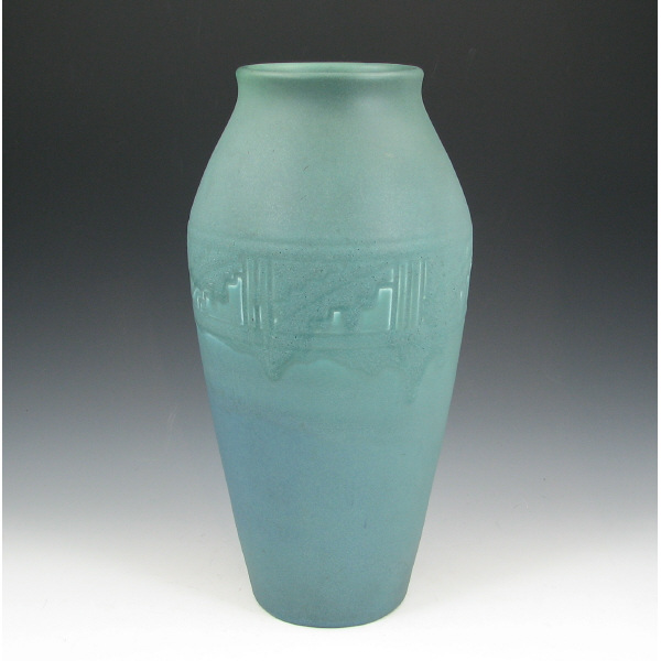 Appraisal: Rookwood Matte Green Indian Motif Vase Rookwood vase from in