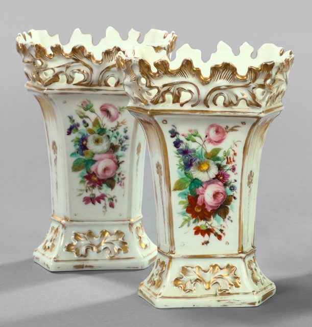 Appraisal: Attractive Pair of Paris Porcelain Paneled Vases third quarter th