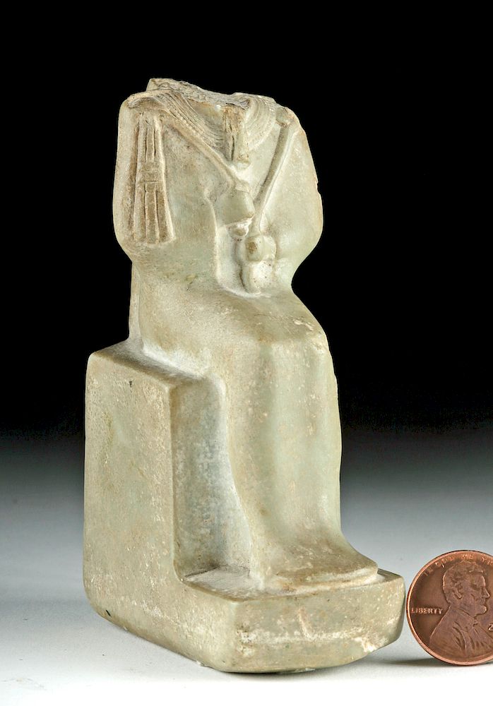 Appraisal: Egyptian Late Dynastic Stone Figure - Seated Osiris Originally Listed