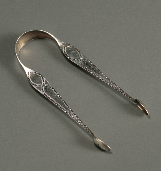 Appraisal: Pair of American Silver Sugar Nips Christian Wiltberger Philadelphia Circa