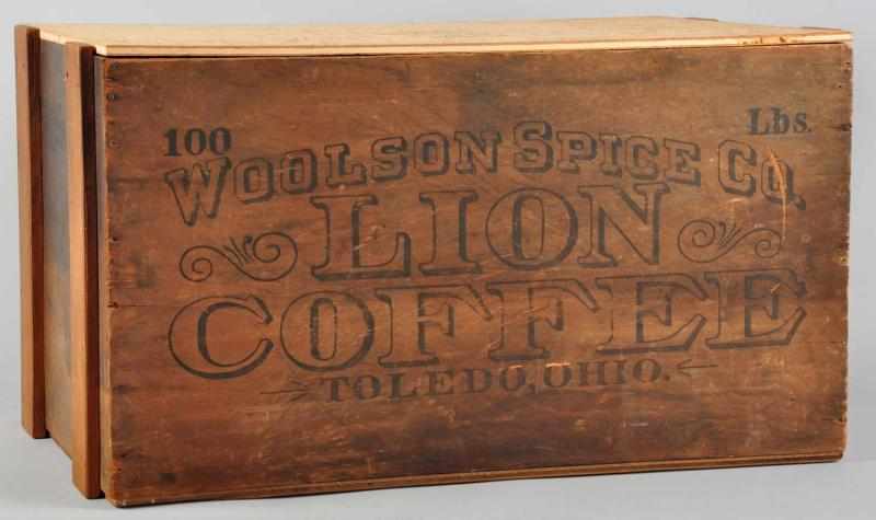 Appraisal: Wooden Lion Coffee Crate Condition Excellent Size - x -