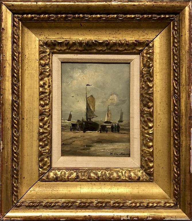 Appraisal: Hendrik Mesdag Figures on Shore with Sailboats Hendrik Mesdag Netherlands