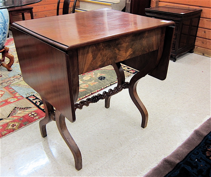 Appraisal: EMPIRE MAHOGANY AND PINE DROP-LEAF WORK TABLE th century having