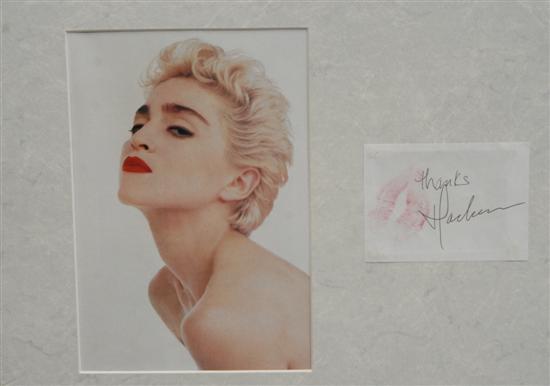 Appraisal: MADONNA AUTOGRAPH Signed in pen Thanks Madonna with a pink