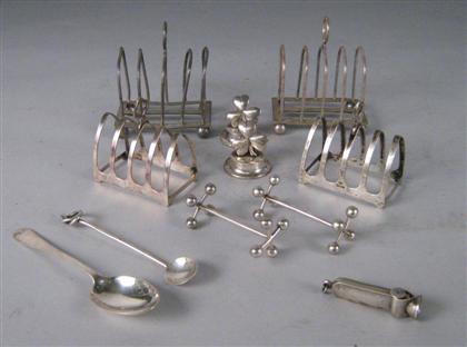 Appraisal: Assorted English sterling silver table articles Comprising a pair of