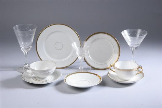 Appraisal: ASSORTMENT OF GILT RIM PORCELAIN AND GLASS TABLEWARE Including five