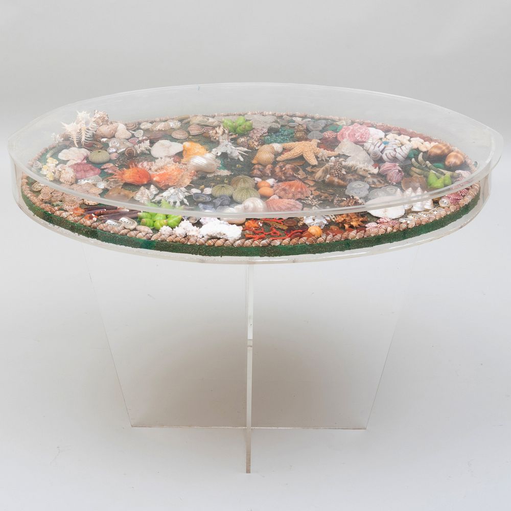 Appraisal: Lucite Seashell Table x x in Condition Numerous scuff marks