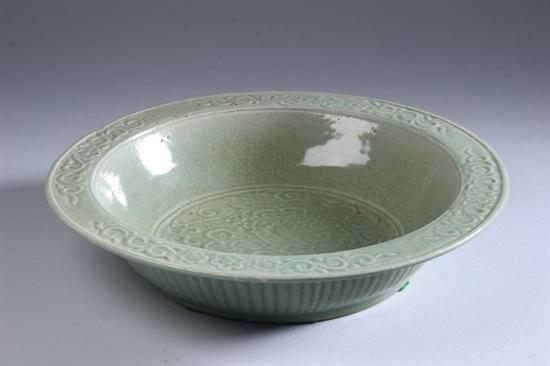 Appraisal: CHINESE CELADON PORCELAIN BOWL Qing Dynasty Floral decoration - in