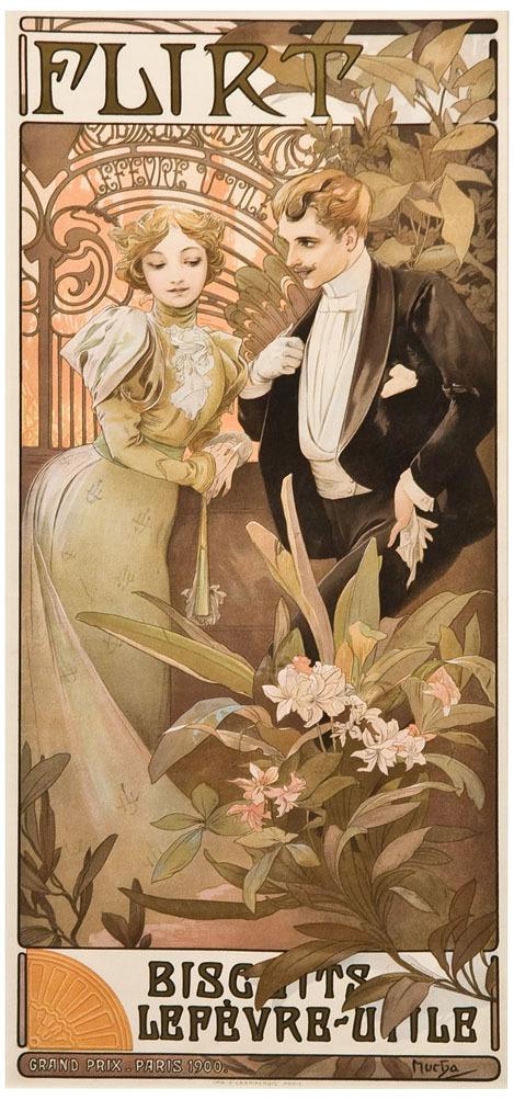 Appraisal: MUCHA AlphonseFLIRT lithograph in colors printed by F Champenois Paris