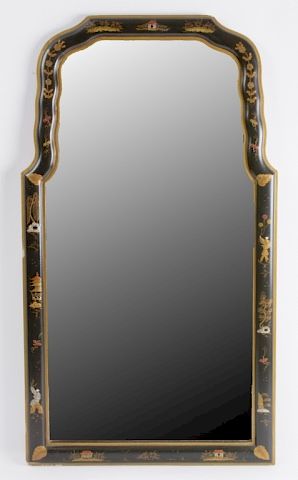 Appraisal: Chinoiserie Decorated Queen Anne Style Mirror Queen Anne style beveled