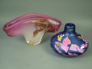 Appraisal: Two contemporary art glass vases possibly French by Le Loup