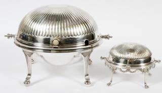 Appraisal: SILVERPLATE REVOLVING DOME ENTREE DISH AND TRAY SILVERPLATE REVOLVING DOME